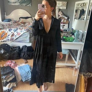 Silky long black dress